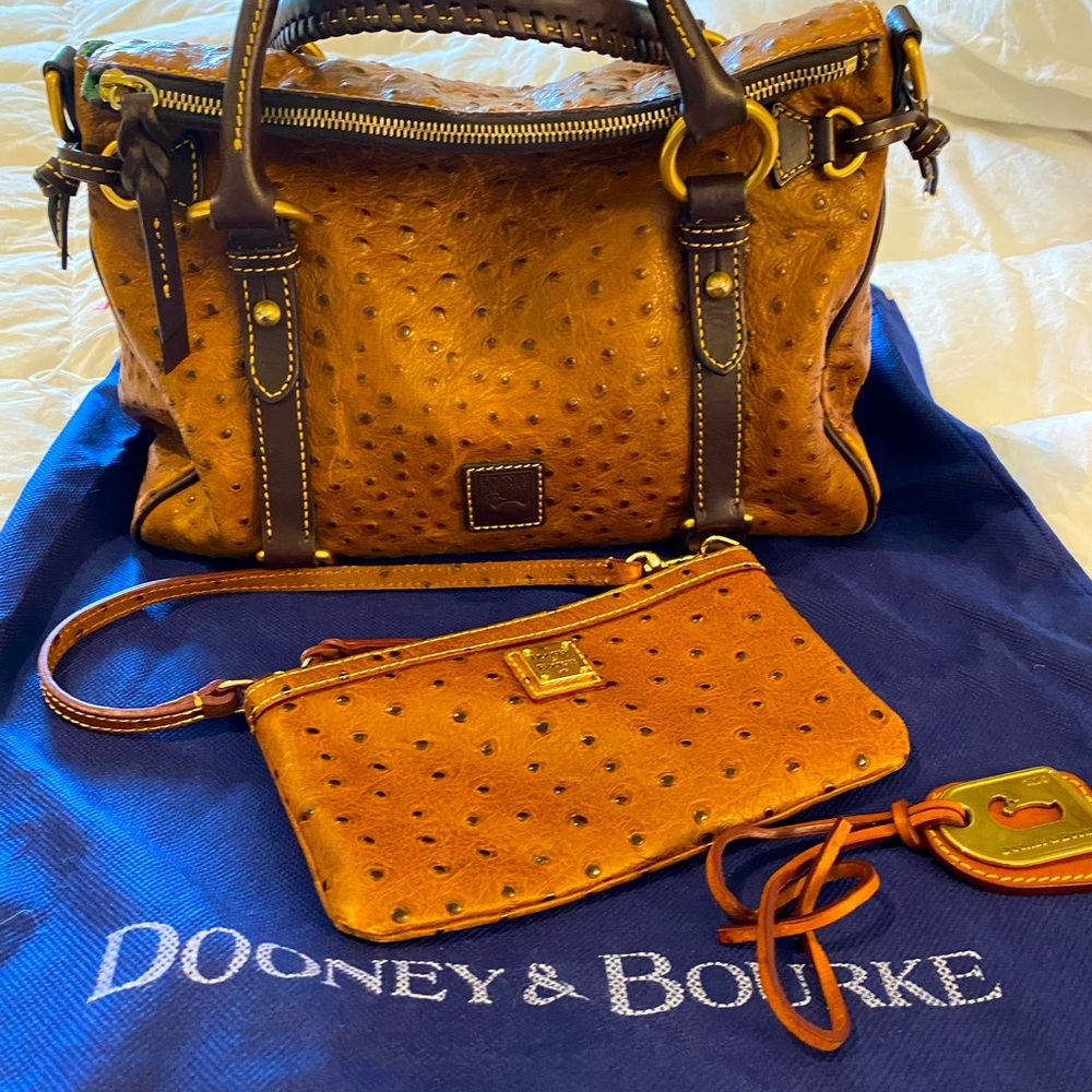 Dooney & Bourke Large Ostrich Florentine Satchel with wallet